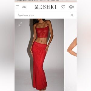 Meshki red sparkle matching set